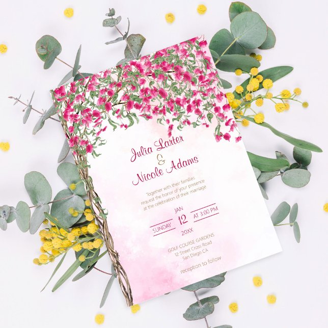 Convites Chá de casamento da Floresta Tropical de Bougainvi (Criador carregado)