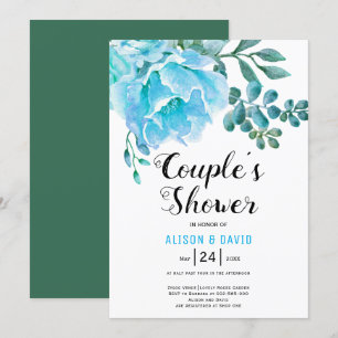Convites chá de casamento das flores azuis casais