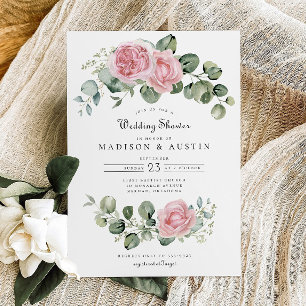 Convites Chá de casamento de Arco Floral de Rosa Eucalyptus