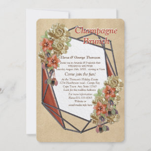 Convites Chá de casamento de arte de textura de couro e sue