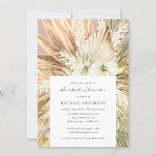 Convites Chá de casamento de Boho Moderno Pampas Grass