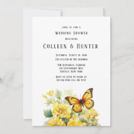 Convites Chá de casamento de Borboleta Amarelo