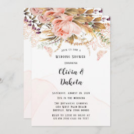 Convites Chá de casamento de borboleta de peônias botânicas