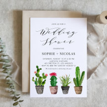 Chá de casamento de Cactus Potente Boho Watercolor