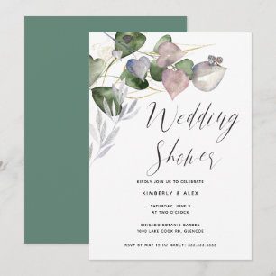 Convites Chá de casamento de Caligrafia Aquarela Eucalyptu