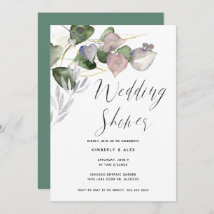 Convites Chá de casamento De Caligrafia Eucalyptus