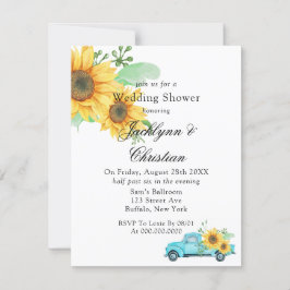 Convites Chá de casamento de Caminhão de Aqua Amarelo