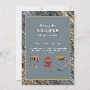 Convites Chá de casamento de Casais azuis com CHURRASCO de 