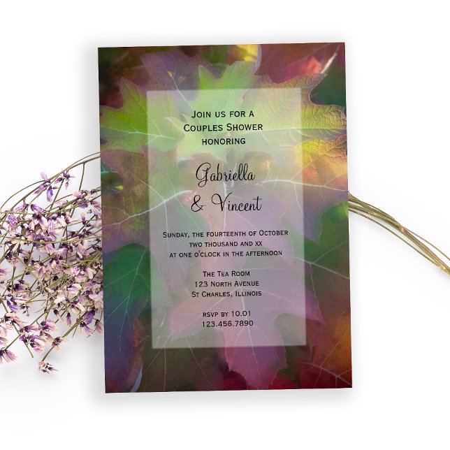 Convites Chá de casamento de Casais de Hydrangea de Folha d (Fall in Love with this woodsy Autumn Couple Shower Invitation)