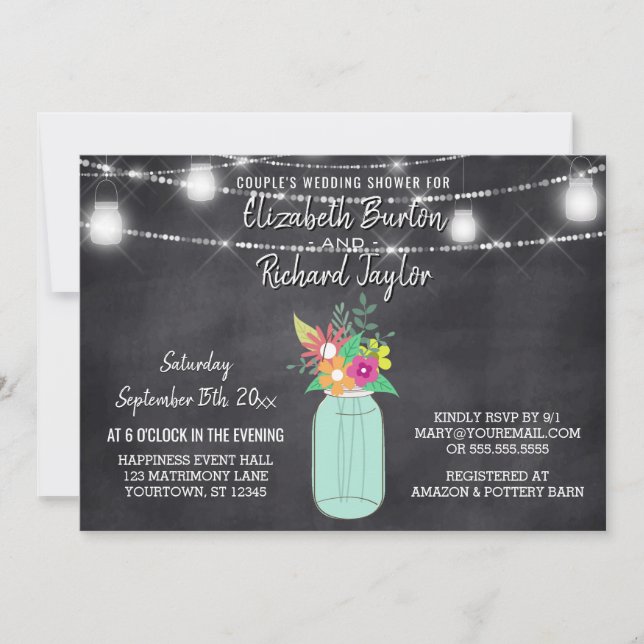 Convites Chá de casamento de Casais de quadro chalkboard Ma (Frente)