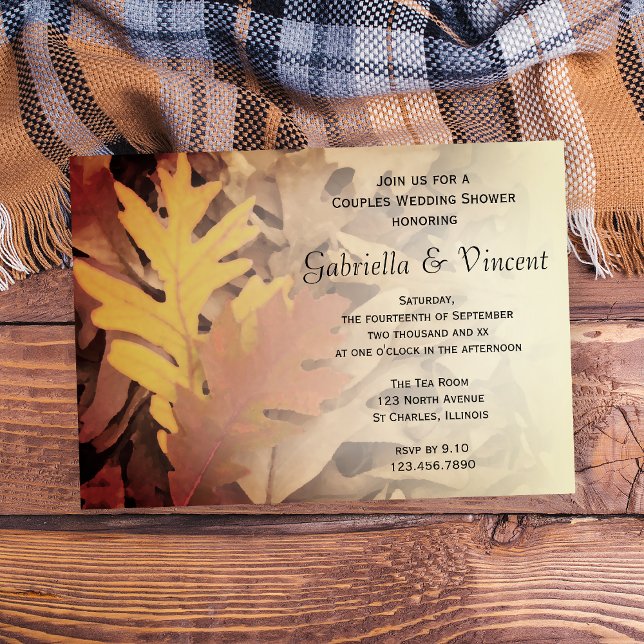 Convites Chá de casamento de Casais de queda pintada (Fall in love with this Autumn Couples Wedding Shower Invitation)