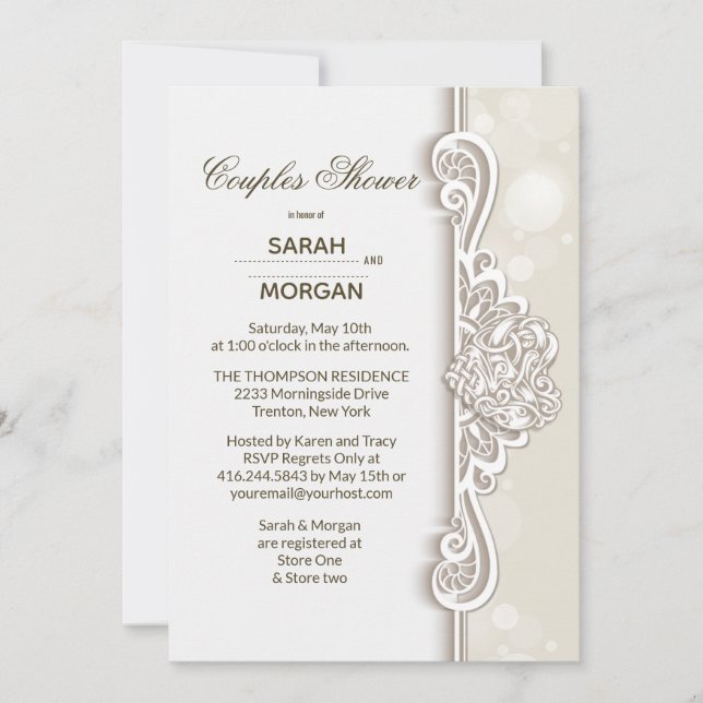 Convites Chá de casamento de Casais de rendas irlandeses (Frente)