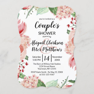 Convites Chá de casamento de Casais Florais Peach Watercol