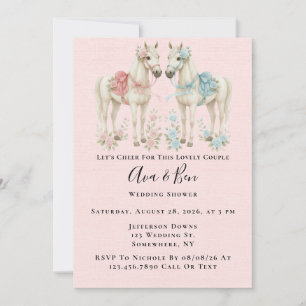 Convites Chá de casamento de cavalos das flores de Pastel, 