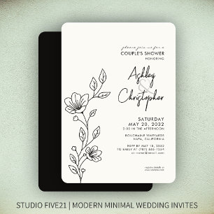 Convites Chá de casamento de Contorno de Folhagem Negra Mod