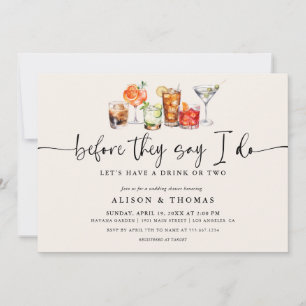 Convites Chá de Casamento de Coquetel Clássico   Festa de N