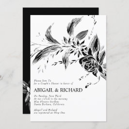 Convites Chá de casamento de flores brancas e pretas