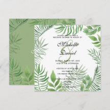 Chá de casamento de Folhagem de Aquarela