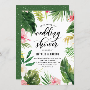 Convites Chá de casamento de Frame Floral Tropical Watercol