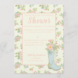 Convites Chá de casamento de inicialização rosa e marfim