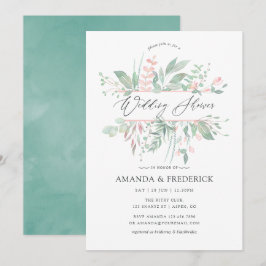 Convites Chá de casamento de Pastel Blush Greenery
