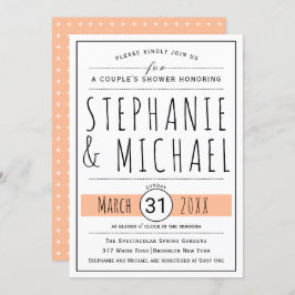 Convites Chá de casamento de pêssego da tipografia moderna