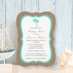 Convites Chá de Casamento de Praia Tropical Palm Tree Burla
