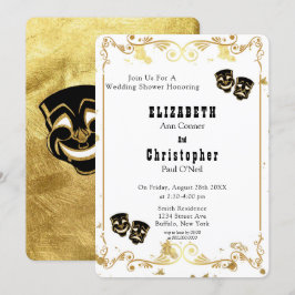Convites Chá de casamento de tragédia Dourada e brilhante p