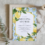 Convites Chá de casamento de Verão do Mediterrâneo Chic Lem<br><div class="desc">Convide os convidados a comemorar com este convite personalizável ao chá de casamento, apresentando um padrão de azulejo marroquino de cor aquática vibrante em amarelo, azul e branco, aliado a limões de cor aquática alegres. A mistura perfeita de elegância e diversão, esta design adiciona um toque fresco e mediterrânico a...</div>