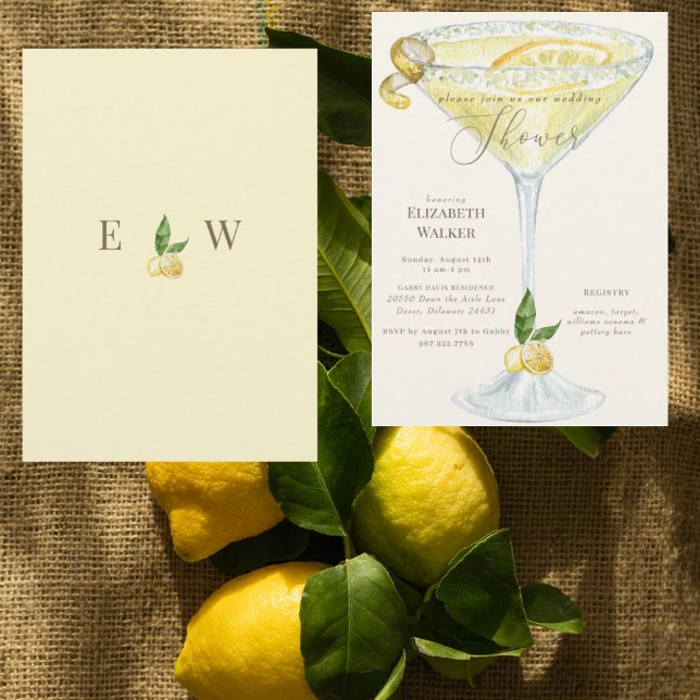 Convites Chá de casamento Elegante de Creme e Limoncello Am (Criador carregado)