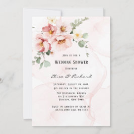 Convites Chá de casamento Elegante Eucalyptus Florals Rosa