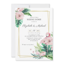 Chá de casamento Flamingo Floral, Rosa Botânico