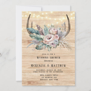 Convites Chá de casamento Floral Boho Deer Antler