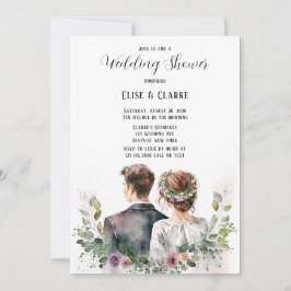 Convites Chá de casamento Floral Botânico Bride e Groom