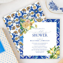 Convites Chá de casamento Floral Elegante Mediterrânica Lem