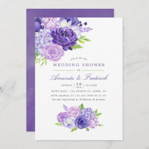 Convites Chá de casamento Floral Ultra Violet Watercolor