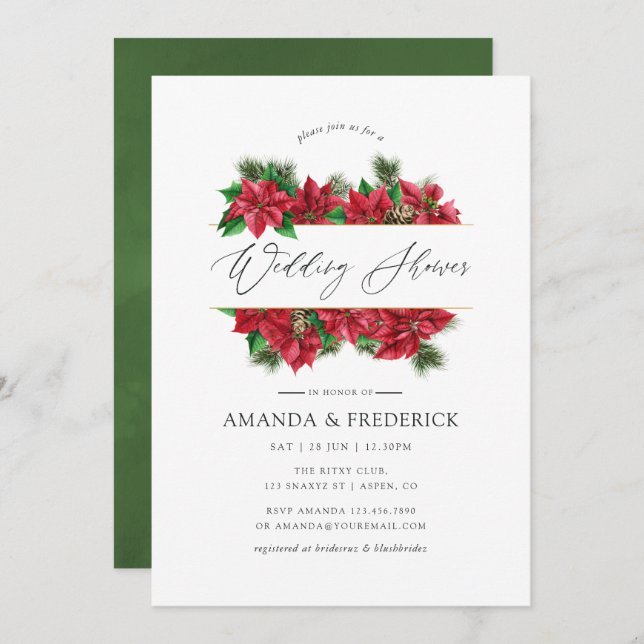 Convites Chá de casamento Geométrico de Natal com Aquarela (Frente/Verso)