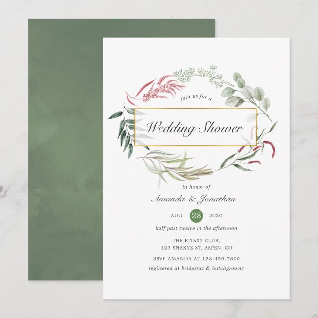 Convites Chá de casamento Geométrico do Herbário Florestal (Frente/Verso)