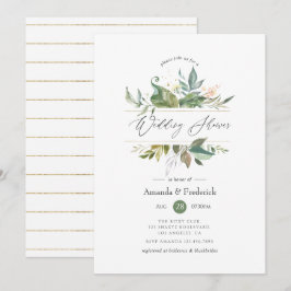 Convites Chá de casamento Geométrico Serenity Greenery