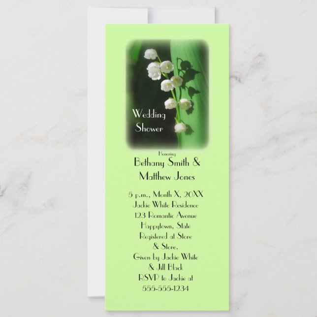 Convites Chá de casamento Green Invitation Lily do Vale (Frente)