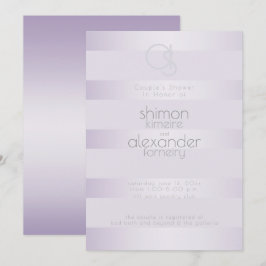 Convites Chá de casamento | Lilac Shimmer Stripes Monograma