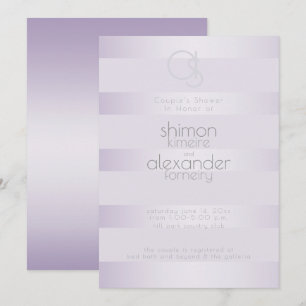Convites Chá de casamento  Lilac Shimmer Stripes Monograma