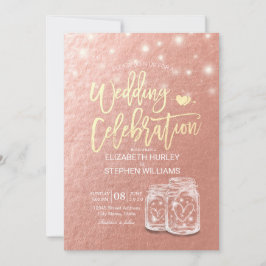 Convites Chá de casamento Mason Jars String Luzes Rosa Dour