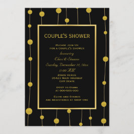 Convites Chá de casamento moderno, folha de ouro, preto