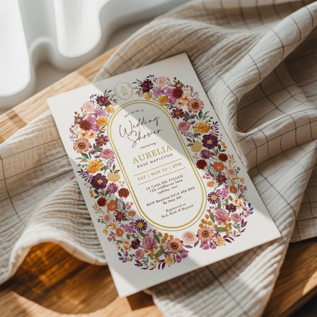 Convites Chá de casamento Monograma das Flores Chic de Algo (Criador carregado)