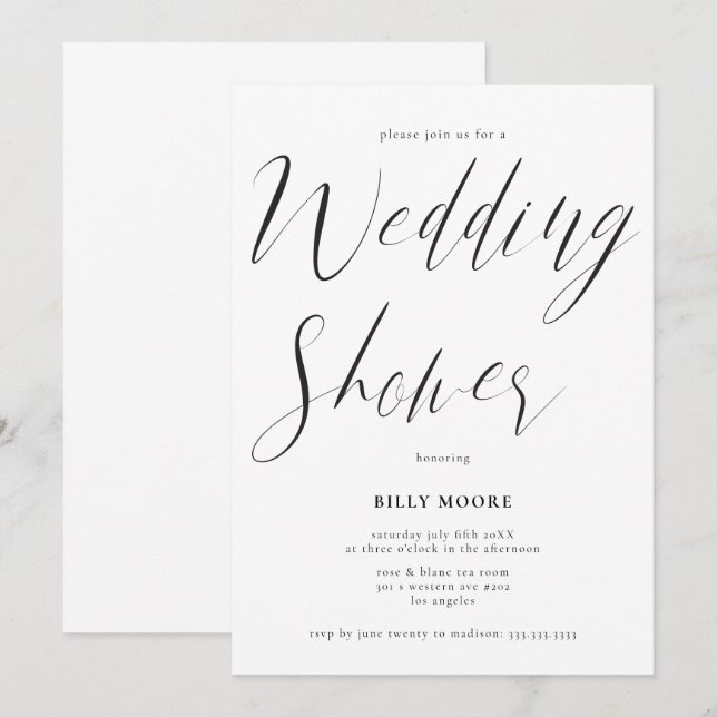 Convites Chá de casamento Neutro de Gênero de Script Modern (Frente/Verso)