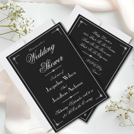 Convites Chá de casamento preto e branco Elegante de Script