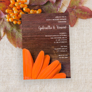 Convites Chá de casamento Rustic Orange Daisy Country