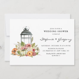 Convites Chá de casamento Rustic Watercolor Fall Lanterna