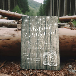 Convites Chá de casamento Rústico Madeira Mason Jar String 